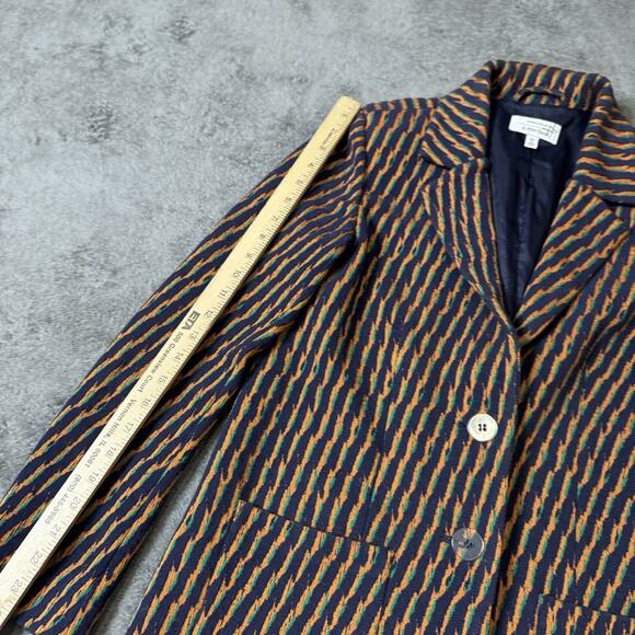 And & Other Stories Blue & Orange Stripe Jacket Blazer US 4 Holiday Fall Colors - Picture 3 of 7